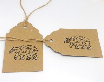 Geometric Polar Bear Gift Tag; Holiday, Winter, Christmas themed gift tag
