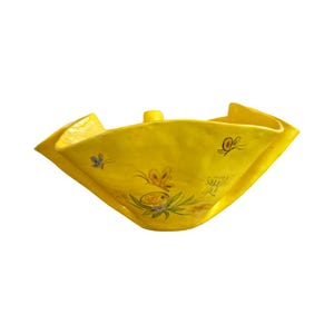 Large Vintage 1997 Studio Art Pottery Yellow Handkerchief Centerpiece Bowl Signed