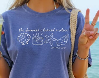 The Summer I Turned Sixteen Shirt, Vintage Birthday Tee,Custom Age Year Shirt,Beach Birthday Gift, Sweet 16 Party Shirt,Coastal Birthday Tee