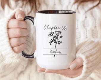 65th Birthday Mug Personalized Birth Month Flower Gift For Her Custom Name Chapter 65 Cup Flower Gift for Best Friends 65 Mom Grandma Friend