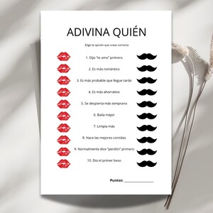 Juego imprimible "Adivina Quién" para despedida de soltera o boda