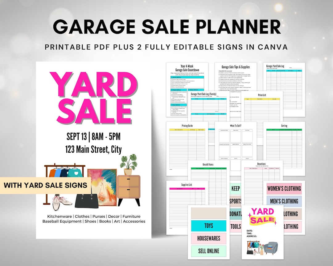 yard sale inventory template Images High Quality Grahic Garage Sale Planner Printable, Yard Sale Organizer PDF, Garage Sale ...