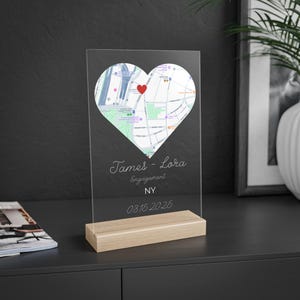 Plaque acrylique personnalisée carte premier rendez-vous - Enseigne personnalisée où nous nous sommes rencontrés, cadeau d'anniversaire, décoration de couple minimaliste, cadeau de fiançailles