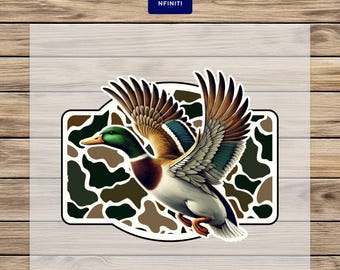Flying Mallard Duck DTF Heat Transfer: Duck Lover Gift