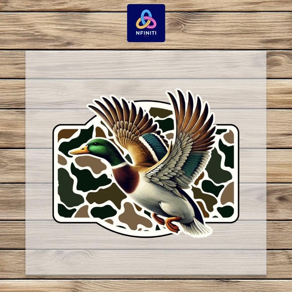 Flying Mallard Duck DTF Heat Transfer: Duck Lover Gift