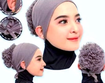 Anti-Deaf Jersey Material | Inner Hijab: Modesty Essential with Blend Cotton Material Lace Bun