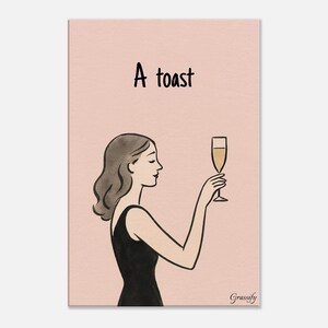 アールデコ調「A Toast」キャンバスプリント | エレガントなシャンパンウォールアート | バーカートやリビングルームのヴィンテージ装飾 | Grassify