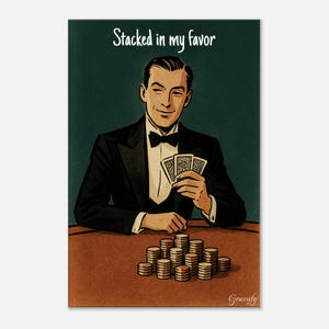 Art Deco "Stacked In My Favor" Canvas | Sophisticated Vintage Portrait | Wall Art for Office, Bar & Library | Grassify