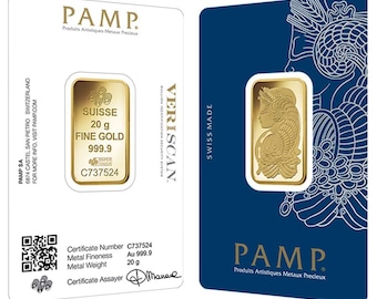 Lady Fortuna PAMP Suisse 20g Gold Bar Replica (Not Real Gold) – Gold Plated Bullion Ingot – Collectible Desk Gift