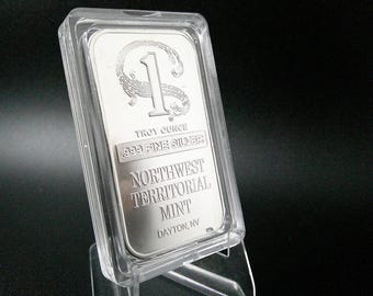 1oz Silver Bar Replica - Realistic Silver Bullion Style Ingot - Collectible Display Piece - Desk Decor - Photo Prop - Gift for Collectors