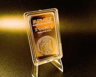 1 oz Gold Bullion Bar Replica (Not Real Gold) – APMEX Style 24K Gold Plated Ingot – Collectible Photo Prop Gift