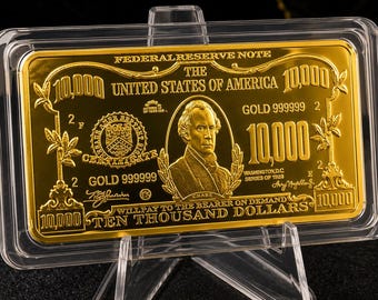 Gold Bar Note Replica (Not Real Gold) - Gold Plated Collectible Banknote - Novelty Display Piece