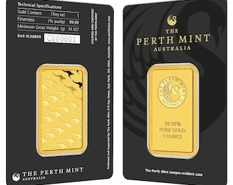 The Perth Mint Australia 1oz Gold Bar Replica (Not Real Gold) – Collectible Bullion Style Souvenir Bar