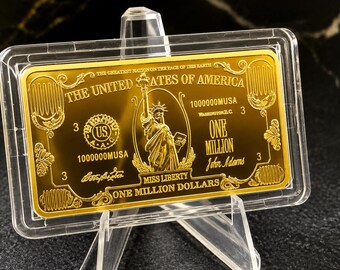 Gold Bar Note Replica (Not Real Gold) - Gold Plated Collectible Banknote - Novelty Display Piece