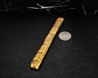 Pirate Treasure Gold-Tone Bar (Not Real Gold) - Sailing Ship Stamped Ingot Replica - Nautical Collector Decor