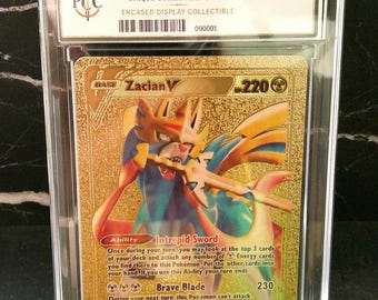Zacian V Gold Foil Card - Encased Display Collectible - Prop & Coin Co.