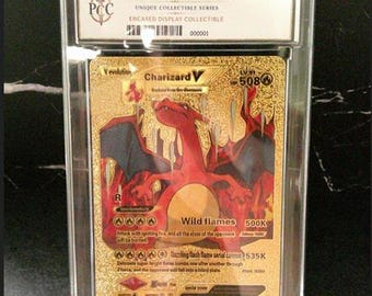 Charizard Gold Foil Pokémon Display Card - Custom Encased Collectible - Prop & Coin Co.