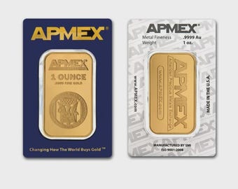 1 oz APMEX Style Gold Bullion Bar Replica (Not Real Gold) – 24K Gold Plated Ingot – Collectible Investor Gift