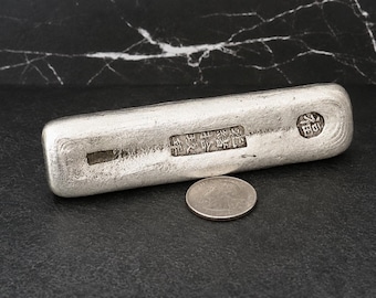 Silver-Tone Chinese Ingot Replica (Not Real Silver) - Antique-Style Stamped Metal Bar - Collectible Decor