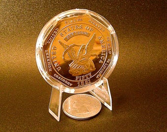 1851 50 Dollar California Gold Coin Replica (Not Real Gold) – Octagonal Humbert Style – Gold Rush Era Display Piece – Capsule Included