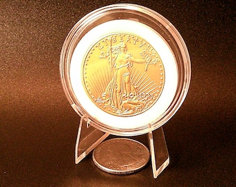 1933 St. Gaudens Double Eagle Style Coin Replica - Gold Tone Collectible Display Coin - U.S. History Tribute - Unique Gift Idea