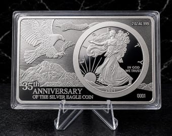 35th Anniversary Silver Eagle Tribute Bar – Silver Patriotic Display Piece