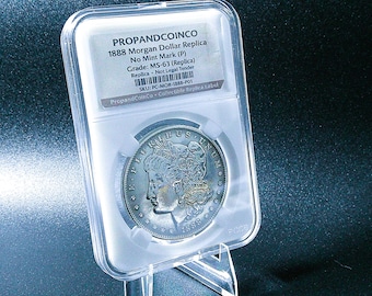 Morgan Silver Dollar 1888 Replica - Silver Tone Metal Coin - Historic Currency Reproduction - Novelty Collectible - Display Piece