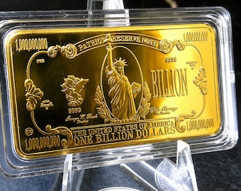 Gold Bar Note Replica (Not Real Gold) - Gold Plated Collectible Banknote - Novelty Display Piece