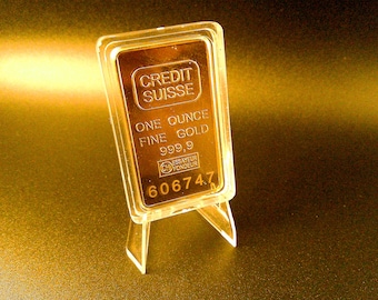 1 oz Swiss Gold Bar Replica (Not Real Gold) – 24K Gold Plated Bullion Ingot – Collectible Gift for Collectors