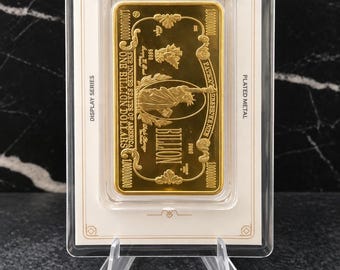 One Billion Dollar Gold Plated Display Bar - Assay Style Collectible - Prop & Coin Co.