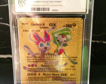 Gardevoir and Sylveon GX Gold Foil Card - Encased Display Collectible- Prop & Coin Co
