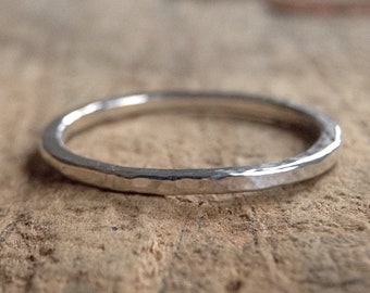 Minimalist Ring, Sterling Silver Rings, Dainty Ring, Hammered Ring, Textured Ring Band, Stacking Rings. Thumb rings for women