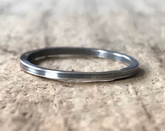 Oxidized silver ring. Sterling Silver Square Ring, Square Band, Sterling Silver Ring Band, Thin Ring, Silver Band, Stacking Rings