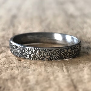 Antike Silber Ring. Daumen Ringe für Damen. Minimalist Ring, Floral Band, Wirbel Ring, Wirbel Muster, Sterling Silber Ring, Stapeln Ringe