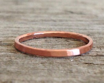 Brushed Copper Ring, Stackable Ring, Skinny Rings, Copper Bands, Stacking Ring, Gift For Her, Bohemian Ring, Boho Jewelry, UNSEALED UNCOATED