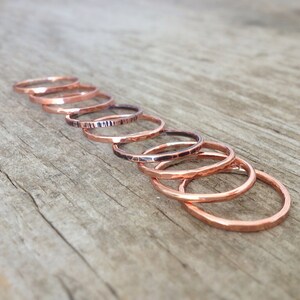 Brushed Copper Stacking Ring, Skinny Boho Band image 5