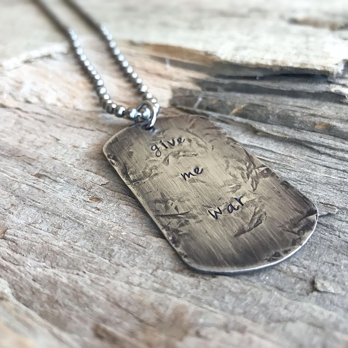 Personalized Dog Tag Necklace Distressed Stainless Steel Etsy
