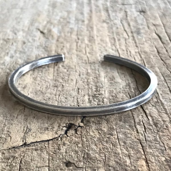 Square Bangle Bracelet, Square Cuff, Thick Gauge, Bracelet Homme, Open Bangle, 19g (.7oz), 3mm Wide