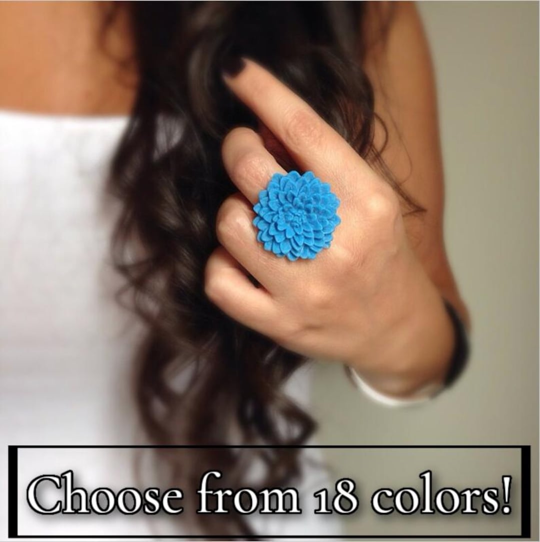 PICK COLOR Chrysanthemum Flower Rings. Romantic Feminine Bohemian Ring ...