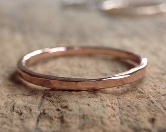 Rose Gold Ring Band, Stacking Ring, Skinny Ring, Stackable Rings, 14K Rose Gold Filled Ring, Textured Ring