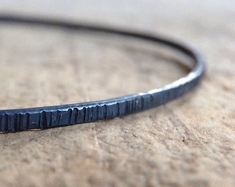 Black Silver Tree Bark Bangle, Tree Jewelry, Woodland Jewelry, Black Silver, Stacking Bracelet, Bohemian Jewelry SEMI-PERMANENT FINISH