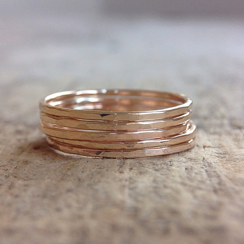 Set of 5 Super Thin 14K Gold Stackable Rings Minimalist Rings | Etsy