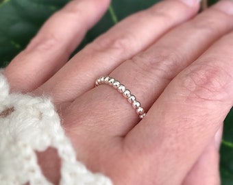 Sterling Silver Bead Ring, Dot Ring, Bubble Ring, Ball Ring, Dainty Ring, Minimalist Ring, Simple Ring, Stacking Rings