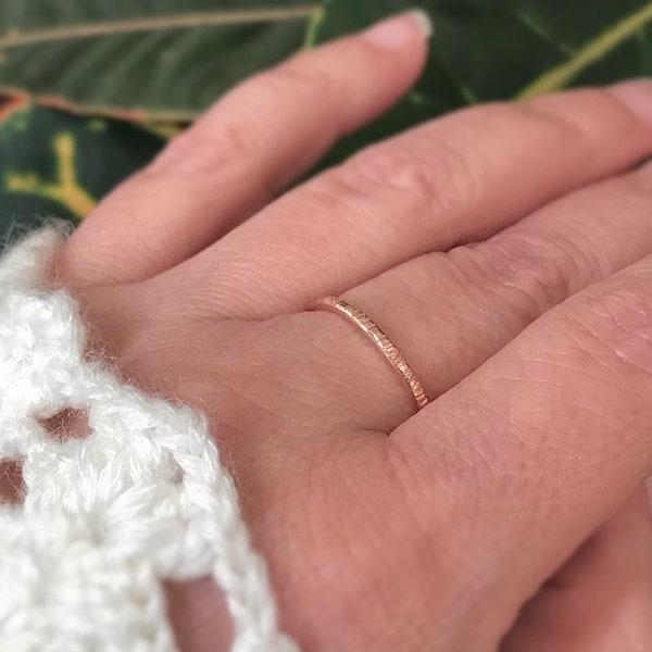 Rose Gold Tree Bark Ring. Thumb rings for women. Minimalist Ring, Tree Ring, Twig Ring, Bark Texture Ring, Nature Ring, Wood Texture Band