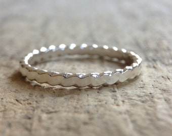 Wave Ring, Silver Rings For Women, Flat Twist Ring, Flat Sterling Ring, Band Ring, Friend Gift, Boho Chic, Stacking Rings