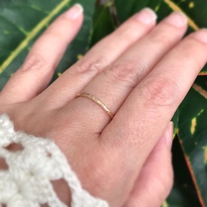 Raw Texture Gold Ring, Rough Ring, Gold Fill Ring, Skinny Ring Band, Gold Filled Ring, Stacking Rings. Thumb rings for women.