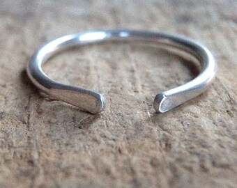 Silber Manschette Ring, Offener Ring, Hufeisen Ring, U-Form Ring, Minimalist Ring, Zierliche Ring, Midi Ring, Knuckle Ring, Stapel Ringe