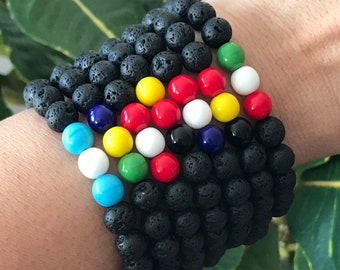 Country flag stretch bracelets. Sports team colours. Unisex beaded stretchy friendship bracelet. Patriotic gift. FIFA World Cup