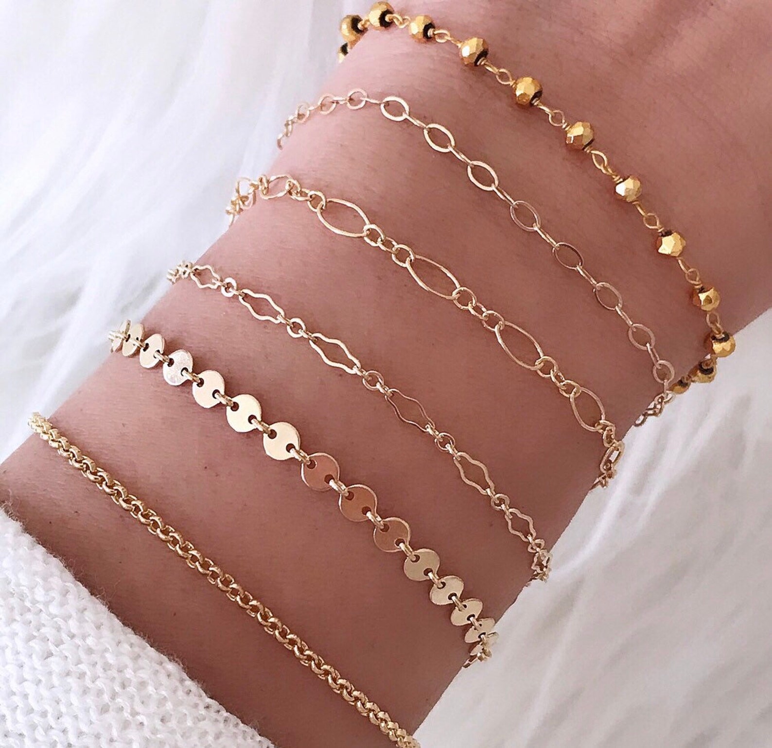 Dainty gold filled bracelets for women. Prom or bridesmaid Etsy