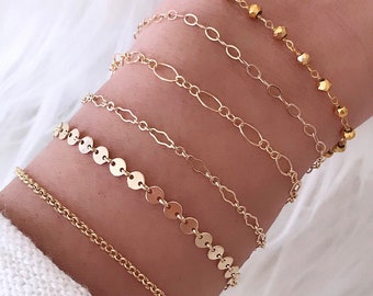 Dainty gold filled bracelet for bridesmaid proposal gift. Cute chain bracelet for prom or bridal party. Minimal gold anklet beach jewelry.